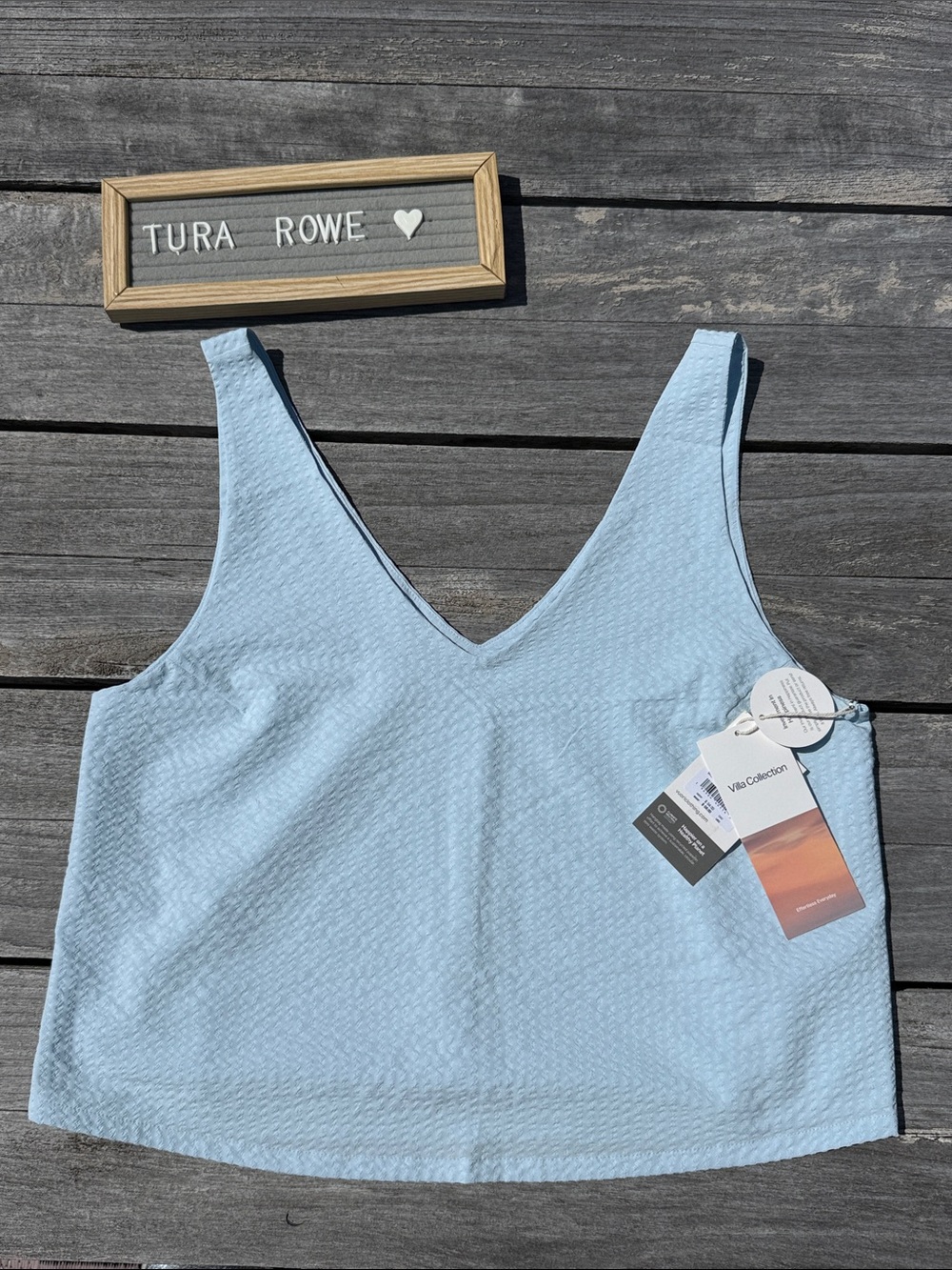 VUORI Villa Textured Crop Tank LIGHT MIST SIZE medium NWT